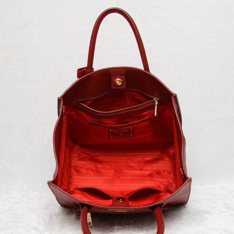 2014 Prada original grainy calfskin tote bag BN2626 red for sale